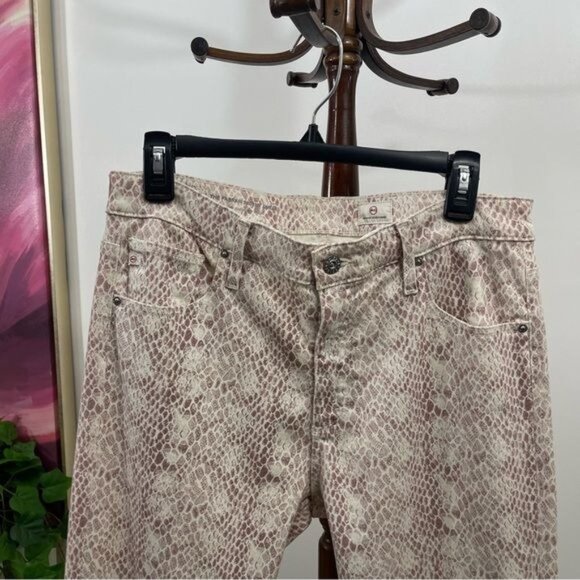 New AG‎  Adriano Goldschmied Farrah Silk Python Ivory Dust Jeans Size 31 - Picture 7 of 14